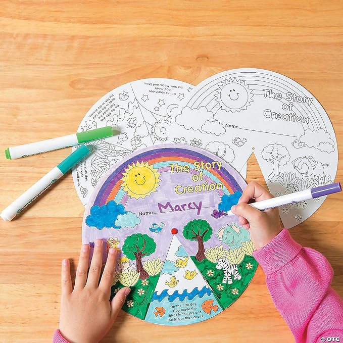 Fun Express Color Your Own Creation Wheel - Makes 12 - DIY Religious Crafts for Kids and Fun Sunday School Activities - VBS Vacation Bible School Supplies/Decor