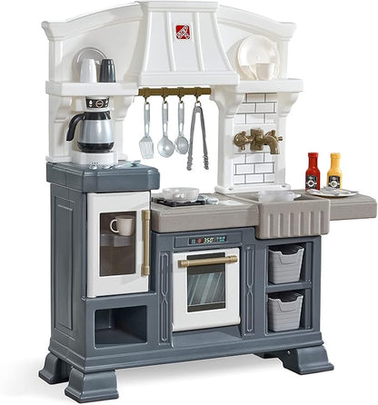 Step2 Gilded Gourmet Kids Kitchen Playset, Indoor/Outdoor Kitchenette, Interactive Play with Lights and Sounds, Made of Durable Plastic, Includes 20 Piece Toy Accessories, for Toddlers 2+ Years Old