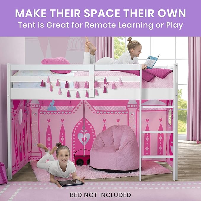 Delta Children Loft Bed Tent Curtain Set for Low Twin, Disney Princess