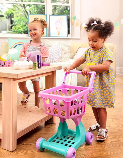 Battat- Play Circle- Shopping Cart – Toy Food – Play Kitchen For Toddlers- Pretend Play- Shopping Day Grocery Cart- 2 years +