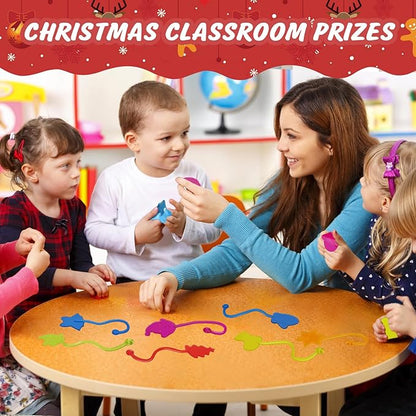 Christmas Sticky Hands Bulk 42PCS Christmas Party Favors for Kids Stocking Stuffers for Kids Stretchy Sticky Hand Toy Goodie Bag Stuffers Fillers Toys Classroom Prizes Carnival Birthday Party Supplies