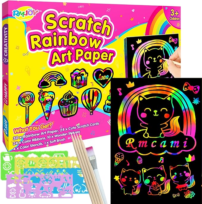 Rainbow Scratch Off Paper for Kids: Easter Crafts Gifts for Kids 60pcs Magic Arts Supplies for Age 3-12 Teen Toys Games for Valentines Birthday Christmas Basket Stuffers |Party Favors
