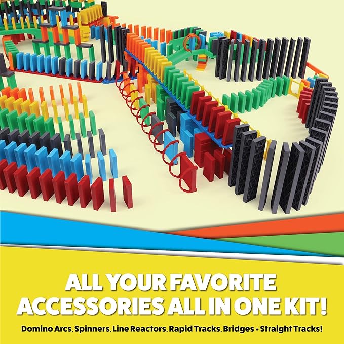 Bulk Dominoes Pro-Domino Kit | Dominoes Set, STEM STEAM Small Toys, Family Games for Kids, Kids Toys and Games, Building, Toppling, Chain Reaction Sets (Power)