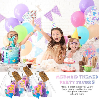 Hungdao 178 Pcs Mermaid Birthday Party Favors for 16 Kids with Keychain Sticker Stamp Ring Slap Bracelet Tattoo Sticker Gift Bag Tag For Summer Swimming pool Beach Party Carnival
