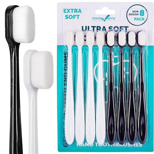Lingito Extra Soft Toothbrush, 8 Pack, Manual, Nano Bristles, Deep Cleaning for Sensitive Gums, Adults