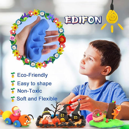 Air Dry Clay kit, EDIFON Modeling Clay Ultra Light Magic Clay with Tools, Safe and Non-Toxic Modeling Clay, Ideal Gift for Kids (48 Colors + Tools)