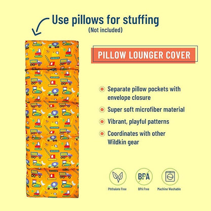 Wildkin Microfiber Pillow Lounger, 87 X 27 Inches, Under Construction