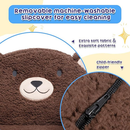 ALIMORDEN Toddler Couch Ultra-Soft Snuggle Chair, Comfy Sherpa Foam Filled Lovely Bear Sofa, Kids Cozy Corner Play Couch for Boys and Girls, Chocolate