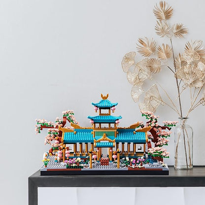 JXRLMB City Architecture and Collection Micro Blocks Modle Building Sets The Classical Gardens of Suzhou and Sakura Tree, a Idear DIY Cherry Trees Kit for Adults and Kids 2350 pcs with 2 Figures