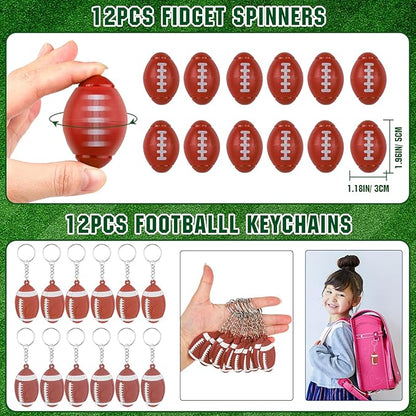 Football Party Favors Football Party Supplies with Football Spinners Mini Football Keychain Sticker Slaps Bracelets Thank You Tags for Football Birthday Decorations Goodie Bag Stuffers Classroom Prize