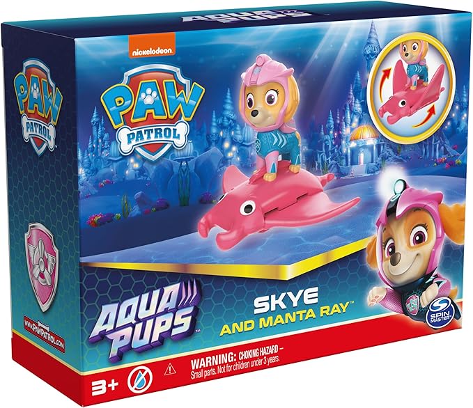 PAW Patrol, Aqua Pups Skye and Manta Ray Action Figures Set, Kids Toys for Ages 3 and up