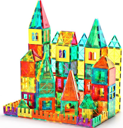 FNJO Magnetic Tiles, Magnet Building Set,60 PCS Building Blocks Set STEM Preschool Montessori Toy for Kids Boys Girls