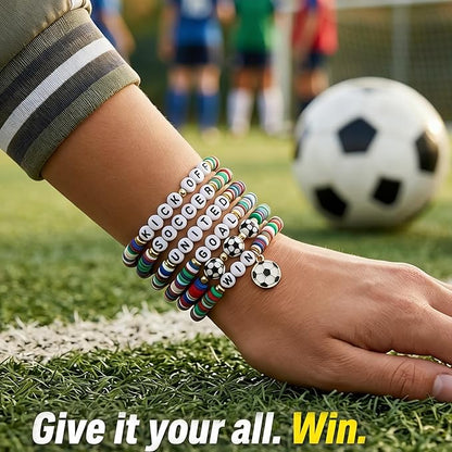 OHOME Soccer Mom Essentials - 6 Pack Soccer Bracelets | Soccer Party Favors - 2026 World Game Cup Jewelry Accessories Outfits for Women Men - Soccer Gifts for Fans Players Coaches Team