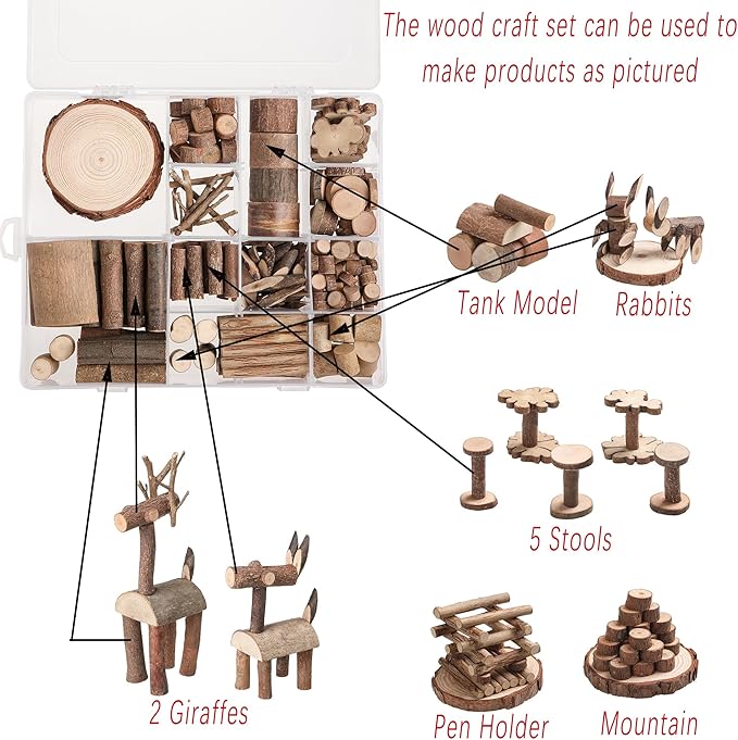 LAZACA Wood Craft Kits DIY for Kids Ages 5-20 Wooden Art Paint Bulk Crafts Garden Playset Loose Parts Play Materials L/21X17X4cm