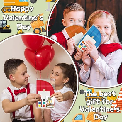 Gosodeny 24 Sets Valentines Watercolor Paint Set Painting Cards Painting Canvas Panel with Wooden Easel Watercolor Paint Painting Brush Kit Valentines Day Cards Packaging Bag Set Gifts