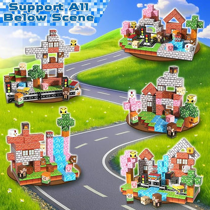 Magneverse 200 PCS 0.8in Magnetic Blocks - Magnet Toys & Magnetic Building Blocks Cubes, Stacking Magnets, STEM Toys for School Acitivities, Birthday Gifts for Boys Age 3+ Years Old (Theme: Forests)