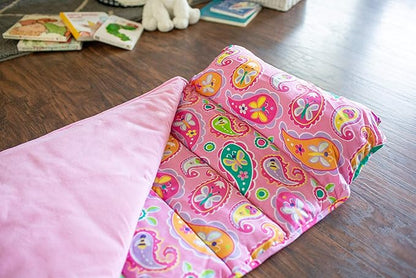 Wildkin Original Nap Mat with Reusable Pillow for Boys & Girls, Perfect for Elementary Daycare Sleepovers, Features Hook & Loop Fastener, Cotton Blend Materials Nap Mat for Kids