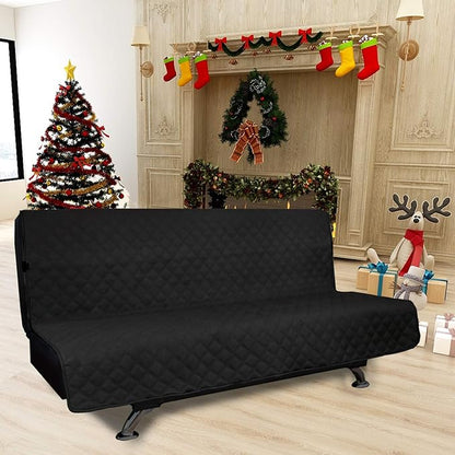 Easy-Going Sofa Slipcover Futon Cover Waterproof Couch Cover Furniture Protector Cover Pets Covers Whole Fabric No Stitching Non-Slip Fabric Pets Kids Children Dog Cat (Futon, Black)