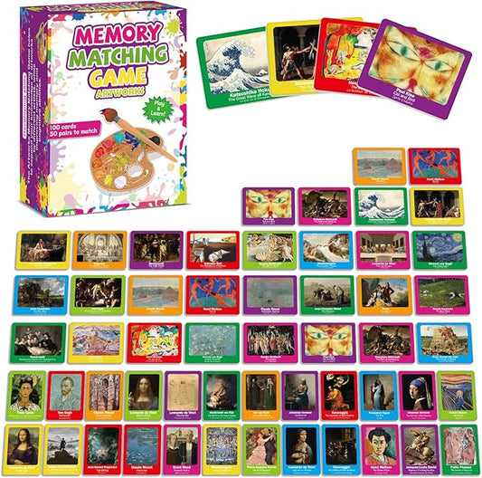 gisgfim 50 Pairs Memory Matching Game Famous Paintings Concentration Memory Matching Games for Adults Learning Educational Matching Game A Fun & Fast Artworks Theme Memory Matching Games
