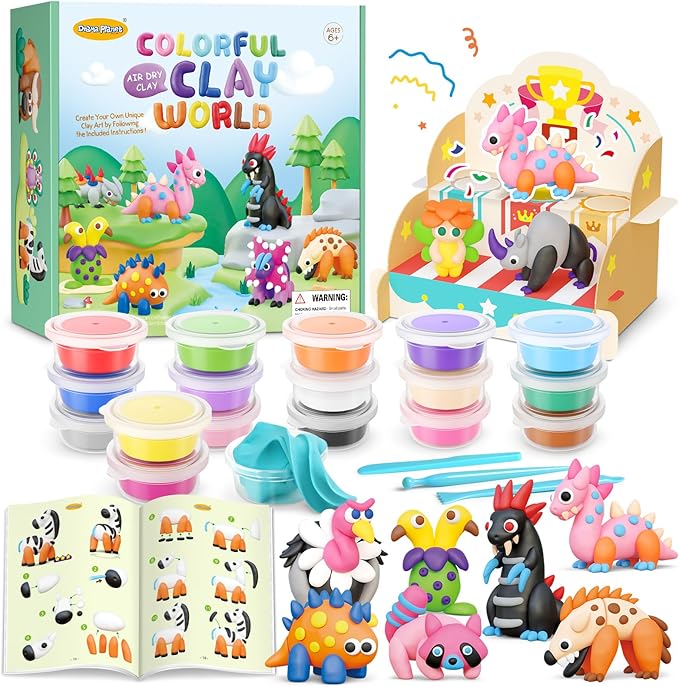 Kids Air Dry Clay Kit - Magic Clay Set with 18 Cans, 26 Project Tutorials & 4 Themed Instructional Guides