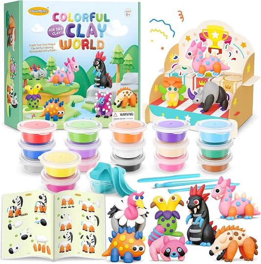 Kids Air Dry Clay Kit - Magic Clay Set with 18 Cans, 26 Project Tutorials & 4 Themed Instructional Guides