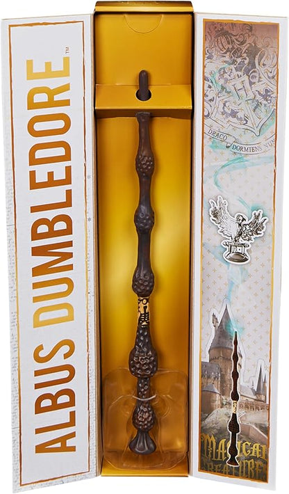 Wizarding World Harry Potter, 12-inch Magical Collector Albus Dumbledore Wand with Stand & Die-cast Icon, Magical Creatures Series