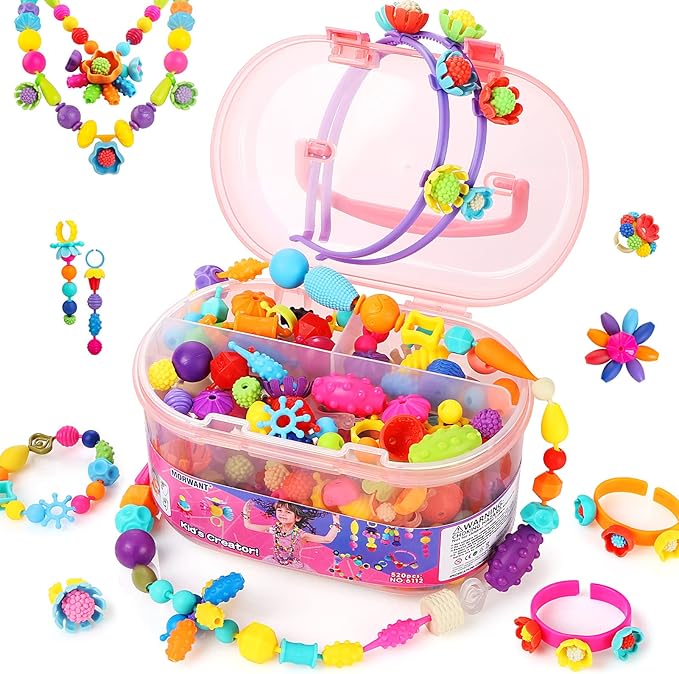 Pop Beads, Jewelry Making Kit for Girls, Art and Craft Toys Gift, DIY Bracelets Necklace Hairband and Rings Creativity Set for Kids Age 3 4 5 6 7 8 Year Old