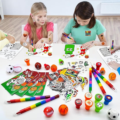 Cinrobiye 72 Pieces Sports Party Favors，Sports Goodie Bags Fillers ，Sports Coloring Book with Crayons，Ball birthday Party Supplies，Sports Games Class Prizes Gift for Classroom Sports School Party