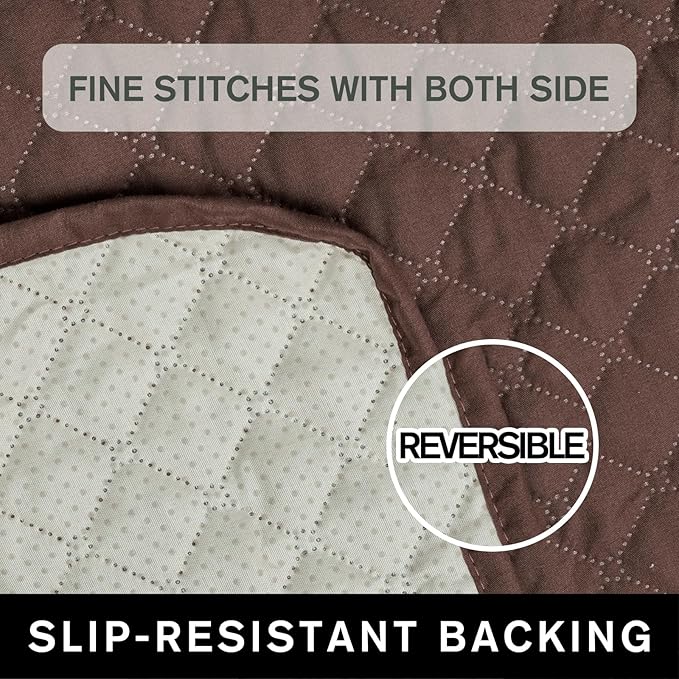 XINEAGE Water Resistant Recliner Cover, Nonslip Recliner Chair Covers for Reclining Chair with Pockets, Quilted Thick Recliner Slipcovers for Pets and Kids (Recliner Chair, Coffee)