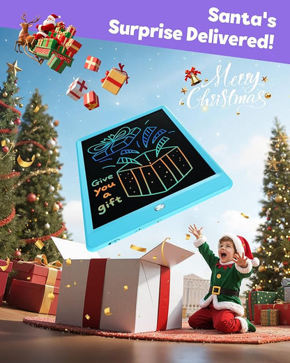 TEKFUN LCD Writing Tablet for Kids, 10-inch Coloring Drawing Pad, Mess Free Doodle Board, Christmas Gifts for Boys and Toddlers, Toys for 3 4 5 6 7 8 Year Old Girls(Blue) (Pack of 2)