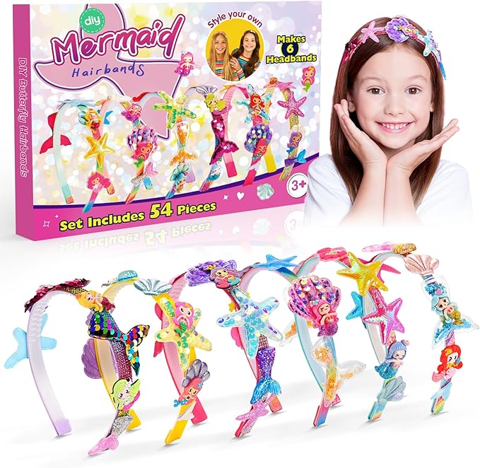 Hair Accessories for Girls,Headband Making Kit Arts and Crafts for Kids Ages 4-6 6-8 8-12,Girls Toys Hair Accessories Set for 4 5 6 7 8 9 Year Old Girl Birthday Gifts