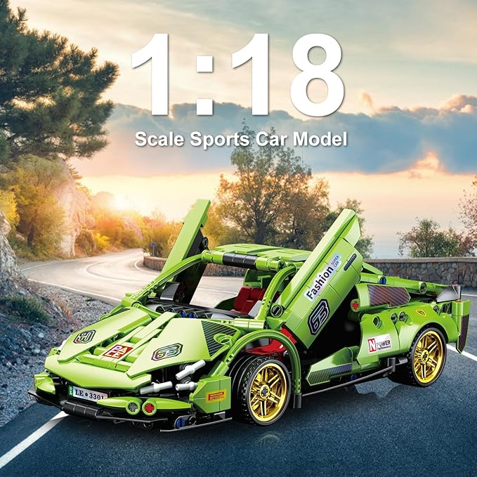 586 Piece Sports Car Model Building Kit for Kids,Teens and Adults,MOC 1:18 Racing Pull Back Car Model Building Set,STEM Educational Building Toy Car,Christmas Birthday Gift for Boy Girl Age 6+