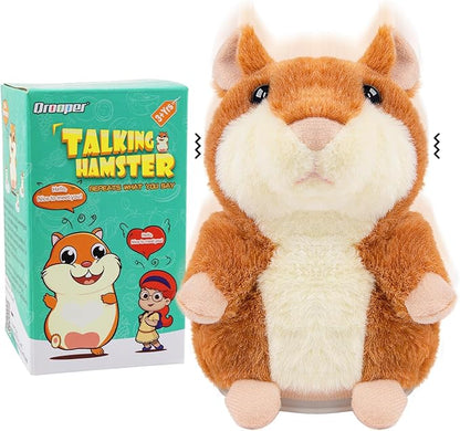 Talking Hamster - Toddler Stuffed Animal Toys for Boys Girls 2 3 4 5 6 Year Old - Repeats What You Say - Interactive Plush Sensory Companion Toy for Kids Easter Basket Stuffers Birthday Gifts