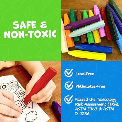 Jumbo Jumbo Crayons For Kids, Ages 1-8 - 16pc, Large, Non-Toxic Washable With Printed & PDF Color Sheets