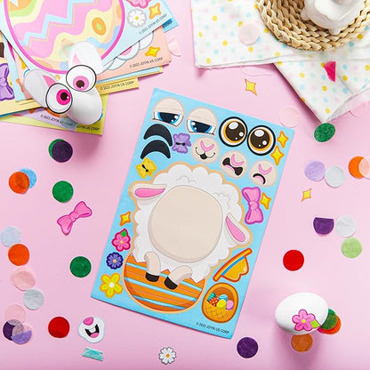 JOYIN 36 PCS Easter Match Make a Face Stickers with Chick Bunny Sheep Egg Pattern, Stickers for Kids, Easter Decorations for Water Bottle, Basket Stuffers,Classroom Gifts
