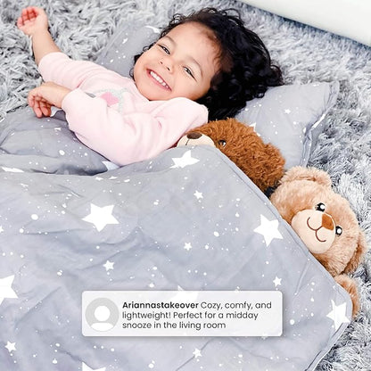 Delta Children Nap Mat - Includes Pillow & Blanket for Toddlers and Kids; Features Carry Handle w/Strap Closure and Name Tag; Rollup Design is Ideal for Preschool and Daycare; Personalization Optional