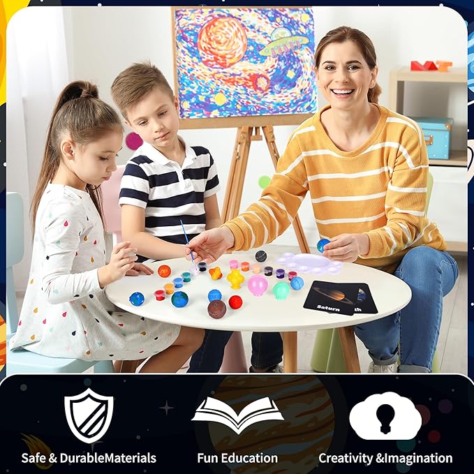 Pllieay DIY Planet Bouncy Ball Make Your Own Bouncy Ball Kit Kids Magic Bouncy Balls Educational Science Kits Solar System for Kids Craft Kit for Kids