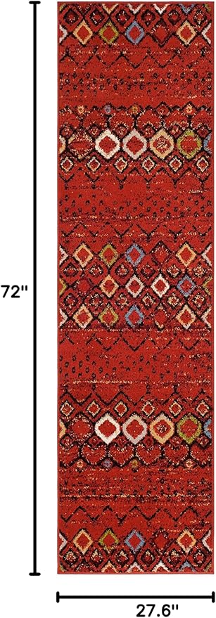 SAFAVIEH Amsterdam Collection Runner Rug - 2'3" x 6', Terracotta & Multi, Moroccan Boho Design, Non-Shedding & Easy Care, Ideal for High Traffic Areas in Living Room, Bedroom (AMS108D)