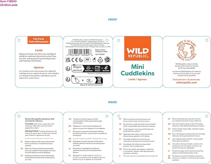 Wild Republic Lamb Plush, Stuffed Animal, Plush Toy, Gifts for Kids, Cuddlekins 8 Inches