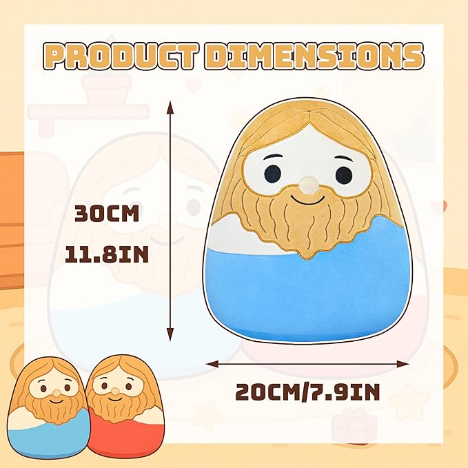 Jesus Plush Toy - Religious Stuffed Doll - Jesus Plush Pillow - Faithful Lovers and Easter Basket Stuffed Gift (Blue)