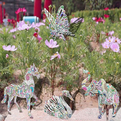 KAZOKU Crafts for Girls Ages 8-12 3D Coloring Puzzles Toys 4 Animals Puzzles with 12 Pen Markers Creative Arts and Crafts Kits for Kids Ages 8 9 10 11 12 Birthday Children's Day for Grils Boys