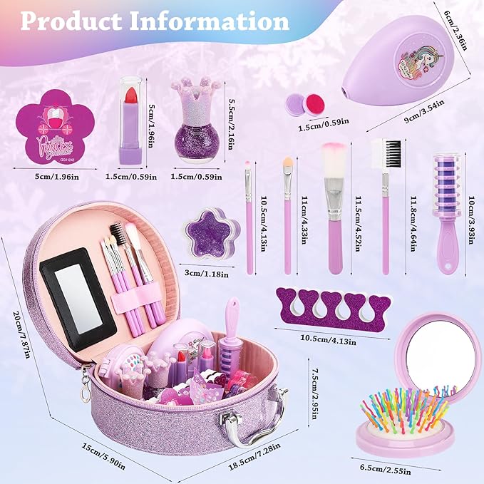 Kids Nail Polish Set for Girls,Kids Washable Makeup Girls Toys for 3 4 5 6 7 8 9 10 Year Old Girls