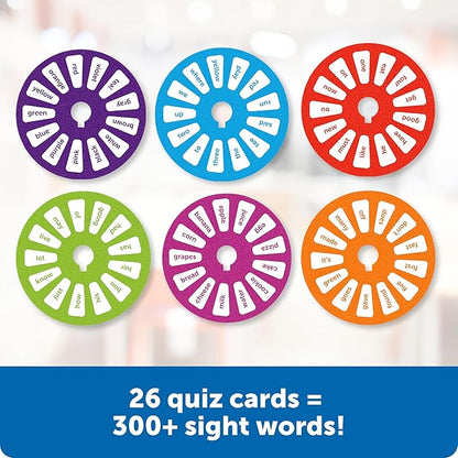 Learning Resources Skill Builders Sight Words Quiz Wheel, Reading Games, Sight Words Flash Cards Kindergarten, Learning Activities, Ages 5 and Up, 16 Pieces