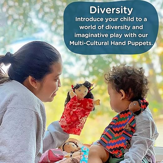Children's Factory Multi-Cultural Hand Puppets, Set-8, Kids Preschool or Daycare Pretend Play, Toddler Playroom or Homeschool Activity