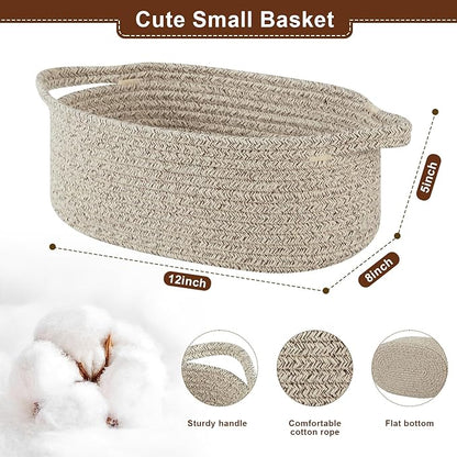 OIAHOMY Gift Basket with Handle, Small Woven Basket with Gift Bag，Ribbon and Wrap Tissue Paper，Nursery Bins Empty to Fill with Small Items, Baby，Pet Toy Organizer - Brown