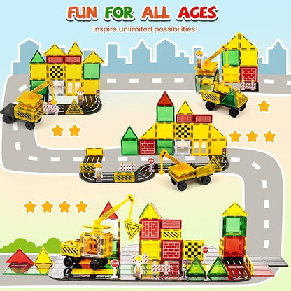 cossy Magnetic Tiles, Magnet Tiles, Magnetic Tiles for Kids Ages 4-8, STEM Toys, Magnet Blocks for Boys and Girls, Creative Building Toys, Engineering and Building Set