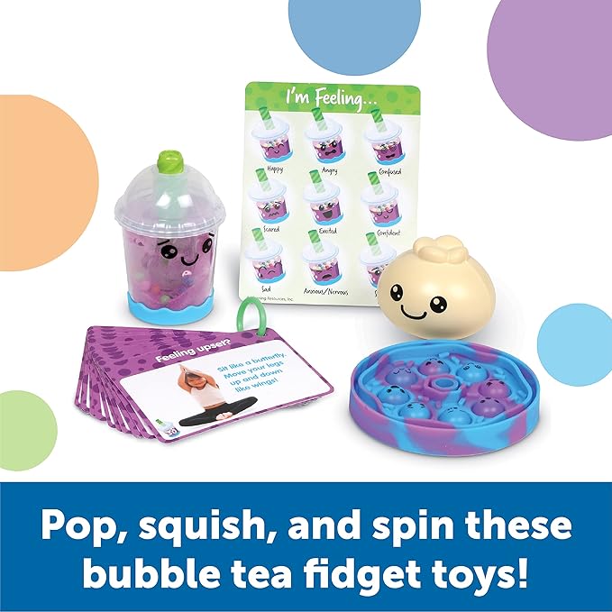Learning Resources Bubble Tea Break! Sensory Fidget Activity Set, Sensory Toys For Toddlers, Social Emotional Learning, Easter Basket Stuffers For Kids, Ages 3+,19 Pieces