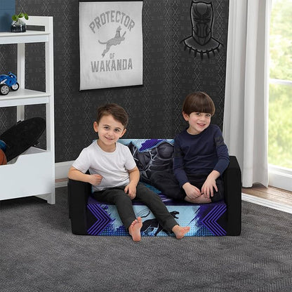 Delta Children Marvel Black Panther Cozee Flip-Out Sofa with Memory Foam - 2-in-1 Convertible Sofa to Lounger, Black