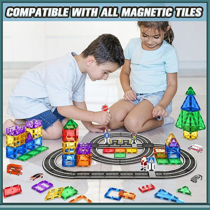 Magnetic Tiles Road Set, Roads Expansion Pack, Magnetic Blocks Building Toys for Toddler, Creative Montessori Toys for 3+ Year Old Boys & Girls, Ideal Gifts for Kids Ages 3-5 5-7