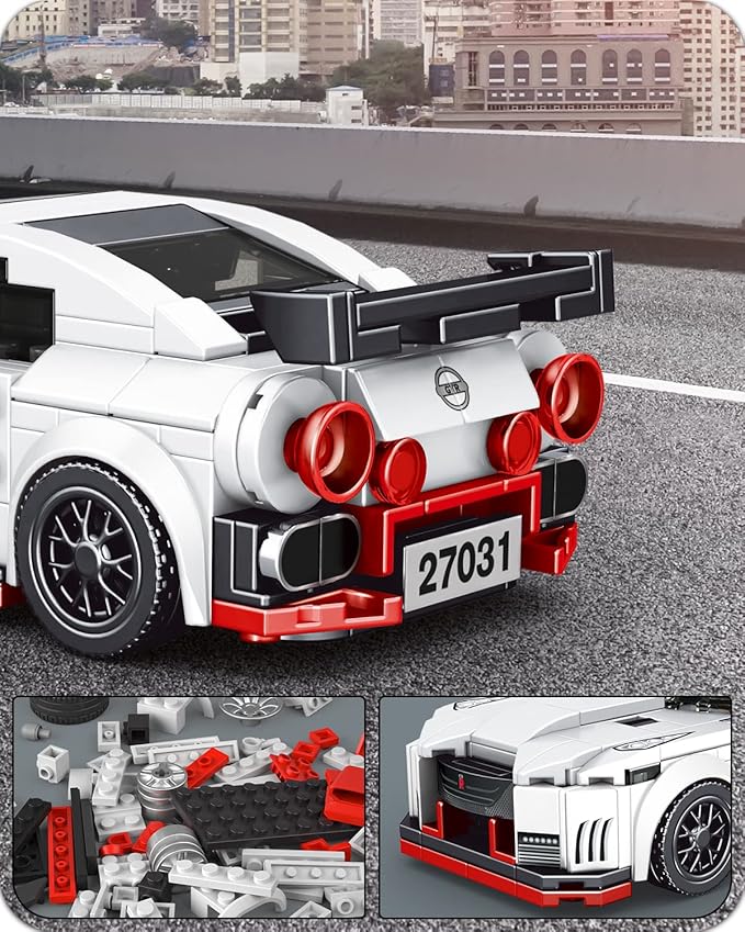 Mould King Speed Champion Nissan GTR Car Models Building Toys with Display Case, 27031 Model Car Kits Building Blocks, Race Car Building Sets, JDM Car Building Kits for Adults Kids 8+(356PCS)
